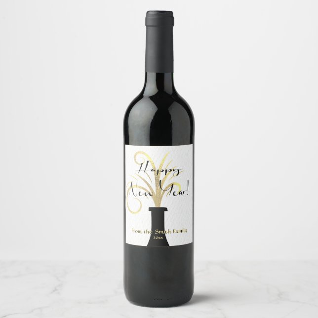 Étiquette Pour Bouteilles De Vin Or Majestic, Nouvel An (Devant)
