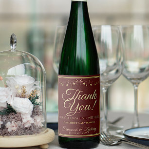 Étiquette Pour Bouteilles De Vin Or sur Auburn Brown Élégant Merci de mariage