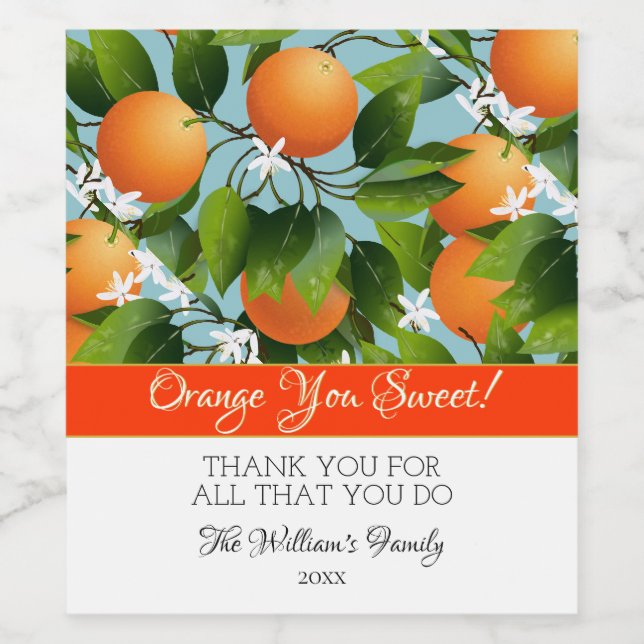 Étiquette Pour Bouteilles De Vin Orange Blossom (Étiquettes simples)