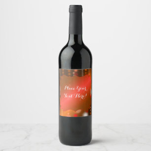 Étiquette Pour Bouteilles De Vin Orange Satin et Étincelles