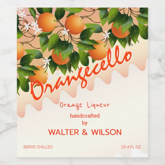 Étiquette Pour Bouteilles De Vin Orangecello Orange (Étiquettes simples)