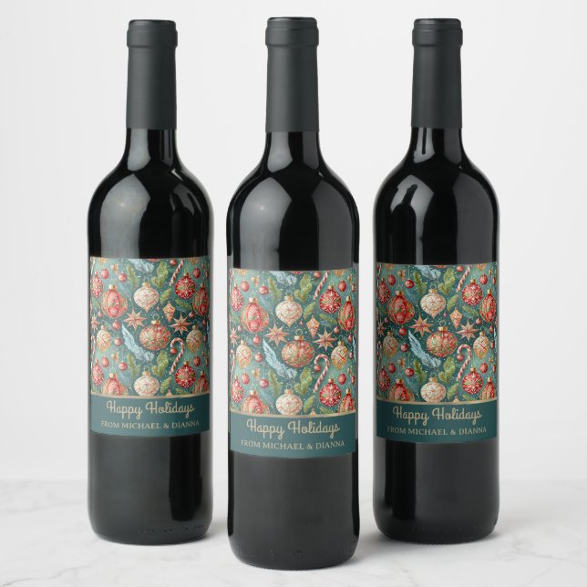 Étiquette Pour Bouteilles De Vin Ornements de vacances (Bouteilles)