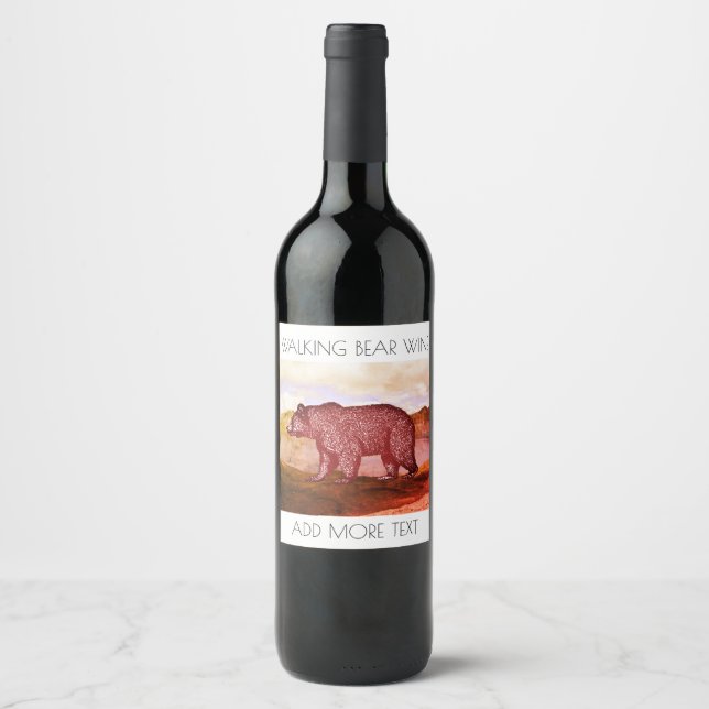 Étiquette Pour Bouteilles De Vin Ours marchant (Devant)
