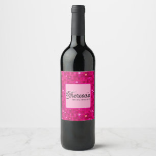 Étiquette Pour Bouteilles De Vin Paillettes roses brillantes