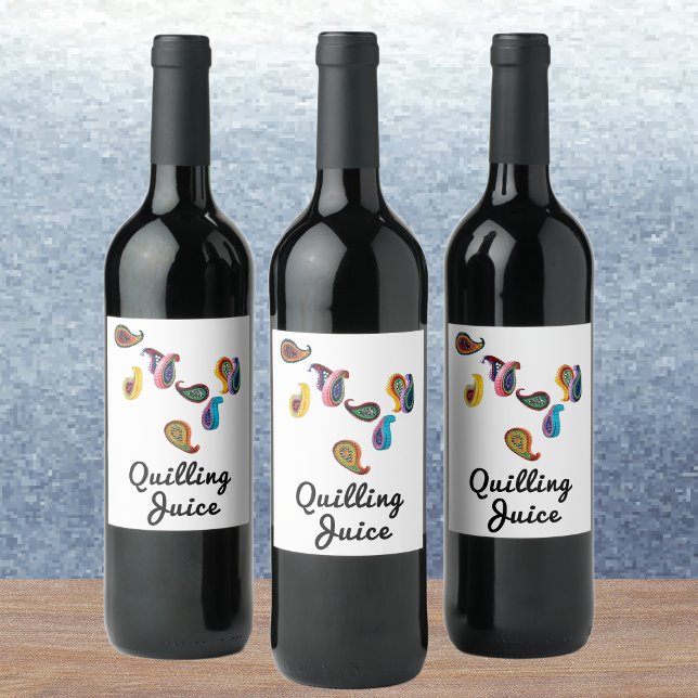 Étiquette Pour Bouteilles De Vin Paisleys Quilled Funny Quilling Jus (6) (Créateur téléchargé)