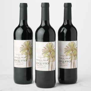Étiquette Pour Bouteilles De Vin Palme tropicale Coquito Coconut