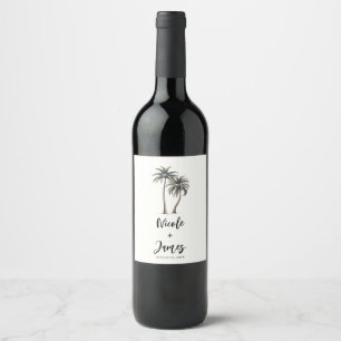 Étiquette Pour Bouteilles De Vin Palmier tropical Mariage côtier rustique