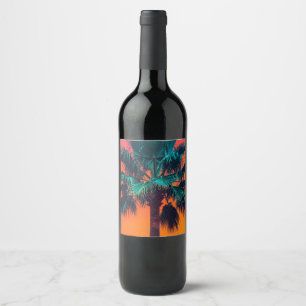 Étiquette Pour Bouteilles De Vin palmiers