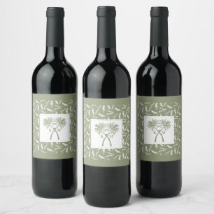 Étiquette Pour Bouteilles De Vin Palmiers noués Destination Tropicale Mariage