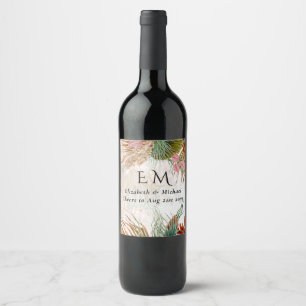 Étiquette Pour Bouteilles De Vin Pampas Tropical Grass Terracotta Mariage