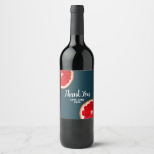 Étiquette Pour Bouteilles De Vin Pamplemousse rose agrumes moderne merci cadeau