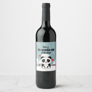 Étiquette Pour Bouteilles De Vin Panda Bébé Cute En Hiver Gris Neige