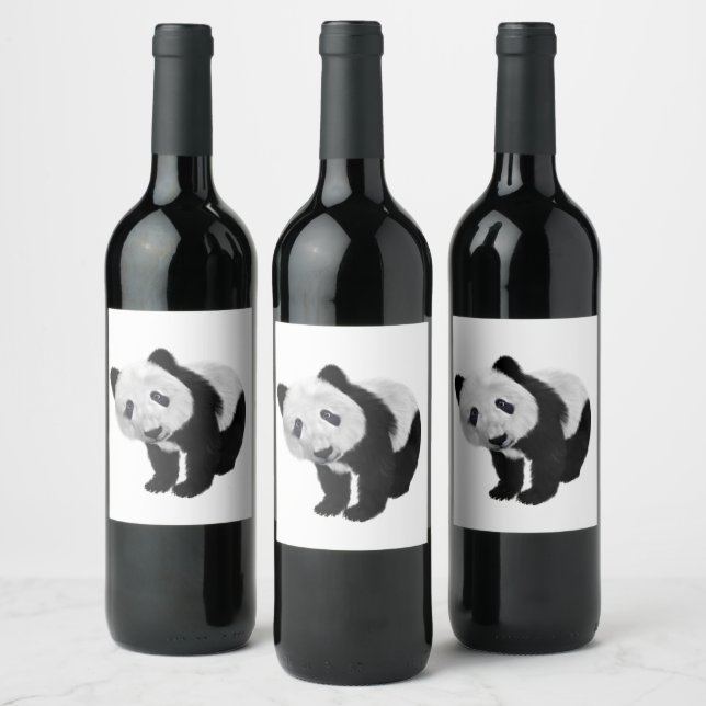Étiquette Pour Bouteilles De Vin Panda Cub Table réservée (Bouteilles)