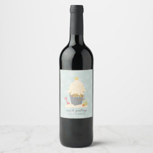 Étiquette Pour Bouteilles De Vin Panier de sable de Noël de plage