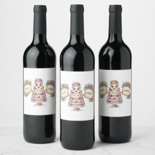 Étiquette Pour Bouteilles De Vin Panneau de bienvenue de mariage à gâteau floral pe