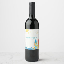 Étiquette Pour Bouteilles De Vin Panneaux de surf sur sable