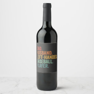 Étiquette Pour Bouteilles De Vin Papa Mari Baseball gauche légende