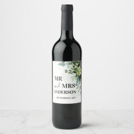 Étiquette Pour Bouteilles De Vin Pape végétale douce Mariage Succulente Florale