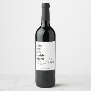 Étiquette Pour Bouteilles De Vin Papiers de Divorce fraîchement signés Étiquette de