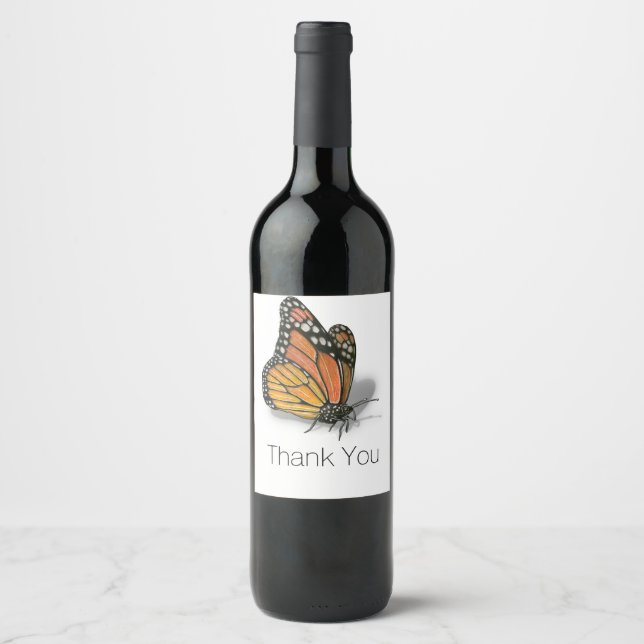 Étiquette Pour Bouteilles De Vin Papillon Monarque Texte Personnalisable (Devant)