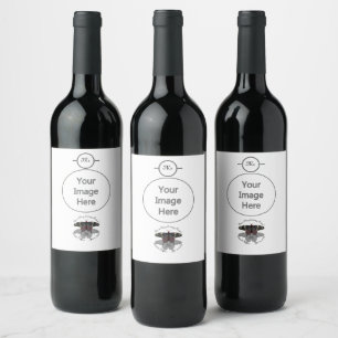 Étiquette Pour Bouteilles De Vin Papillon Rose Cramoisi Monogramme d'Ombre