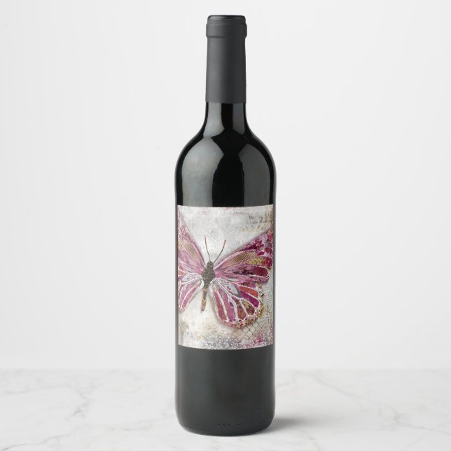 Étiquette Pour Bouteilles De Vin Papillon Rougeoyant (Devant)