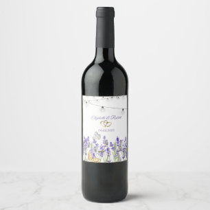 Étiquette Pour Bouteilles De Vin Papillons de lavande botanique