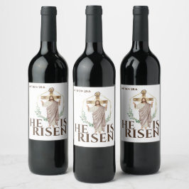 Étiquette Pour Bouteilles De Vin Pâques Il est ressuscité Jésus bible croix en bois
