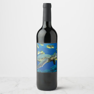 Étiquette Pour Bouteilles De Vin Par la tortue de mer