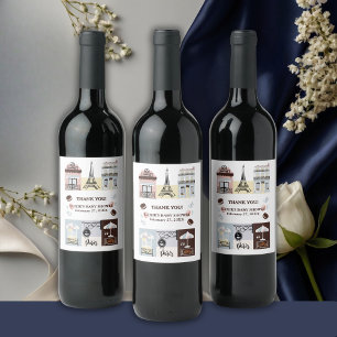 Étiquette Pour Bouteilles De Vin Paris Café Patisserie Baby shower
