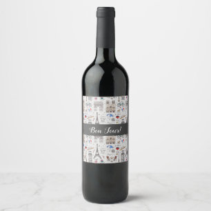 Étiquette Pour Bouteilles De Vin Paris Doodles personnalisable