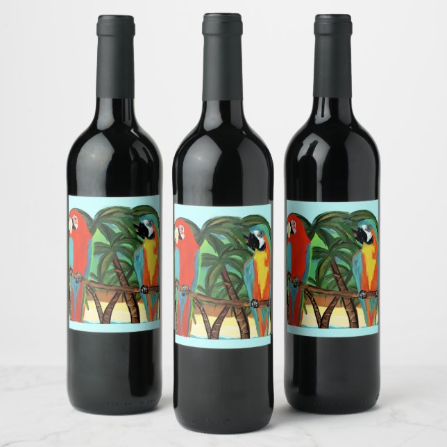 ÉTIQUETTE POUR BOUTEILLES DE VIN PARROTS (Bouteilles)