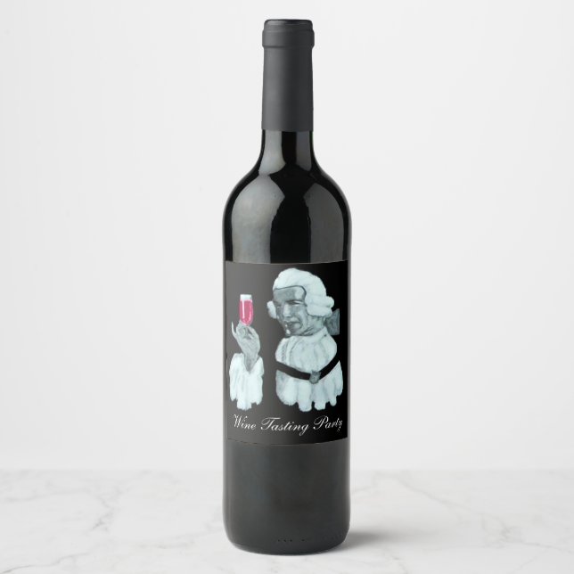 Étiquette Pour Bouteilles De Vin PARTI DÉGUSTATION DE VIN SOMMELIER, Noir (Devant)