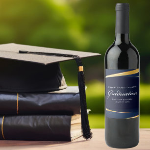 Étiquette Pour Bouteilles De Vin Partie de graduation officielle de la Marine Blue 