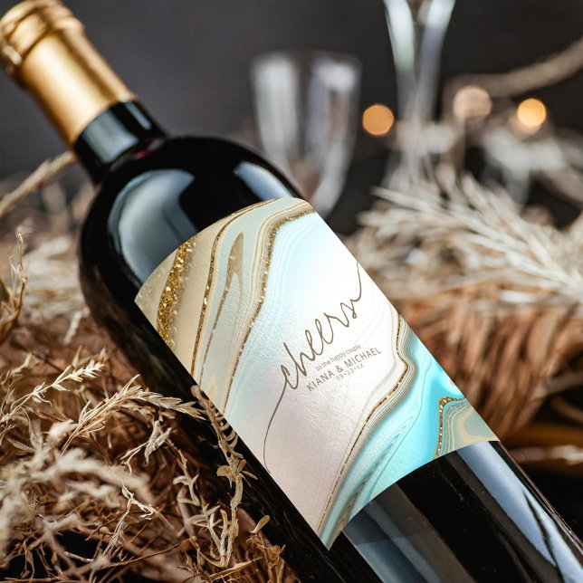 Étiquette Pour Bouteilles De Vin Parties scintillant Abstraite Strata Mariage Cheer (Créateur téléchargé)