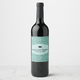 Étiquette Pour Bouteilles De Vin Parties scintillant bleu brillant - Graduations