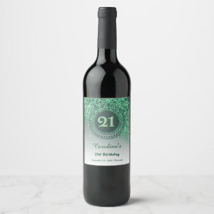 Étiquette Pour Bouteilles De Vin Parties scintillant élégante Falling Green 21e ann