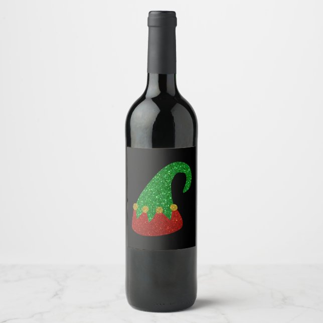 Étiquette Pour Bouteilles De Vin Parties scintillant Elf Casquette (Devant)