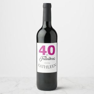 Étiquette Pour Bouteilles De Vin Parties scintillant rose 40 et fabuleuse fête du 4