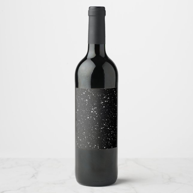 Étiquette Pour Bouteilles De Vin Parties scintillant Stars2 - Noir argenté (Devant)