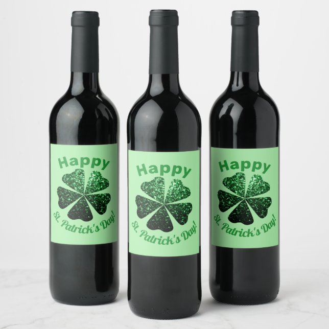 Étiquette Pour Bouteilles De Vin Parties scintillant vert foncé pétillant Shamrock  (Bouteilles)
