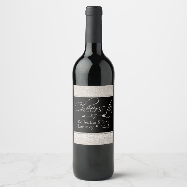 Étiquette Pour Bouteilles De Vin Parties scintillant Vins Étincelants Look Mariage  (Devant)