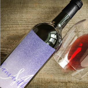Étiquette Pour Bouteilles De Vin Parties scintillant violet moderne étincelles Nom