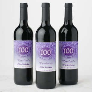 Étiquette Pour Bouteilles De Vin Parties scintillant violette Falling élégant 100e 
