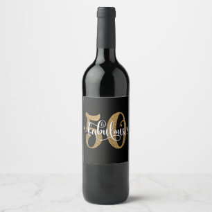 Étiquette Pour Bouteilles De Vin Parties scintillantes d'or 50 et fabuleux sur la