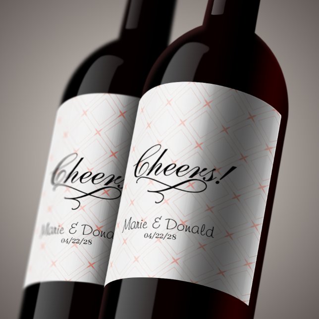 Étiquette Pour Bouteilles De Vin Pastel Peach et crème géométrique (Créateur téléchargé)