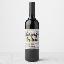 Pastel Rainbow Marbling Vin Étiquette