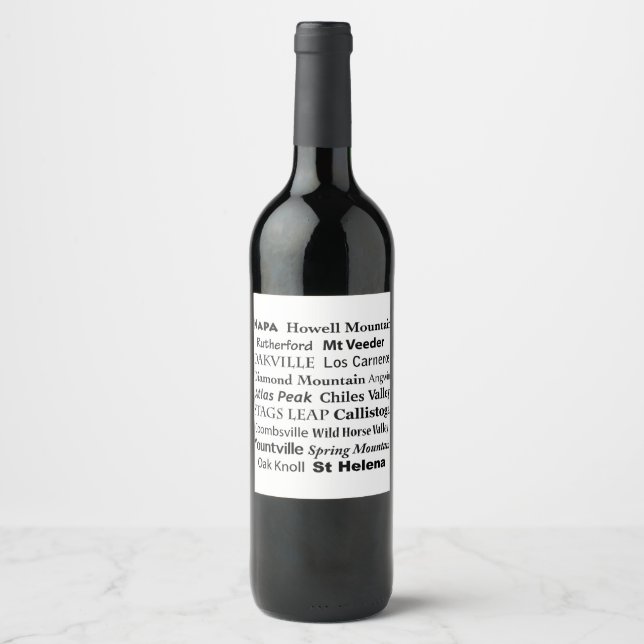 Étiquette Pour Bouteilles De Vin Pays viticole de Napa (Devant)