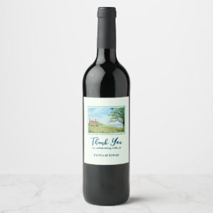 Étiquette Pour Bouteilles De Vin Paysage du terrain de pavot à chauffage domestique