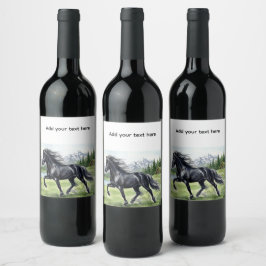 Étiquette Pour Bouteilles De Vin Paysage magnifique de Freydis Black Horse
